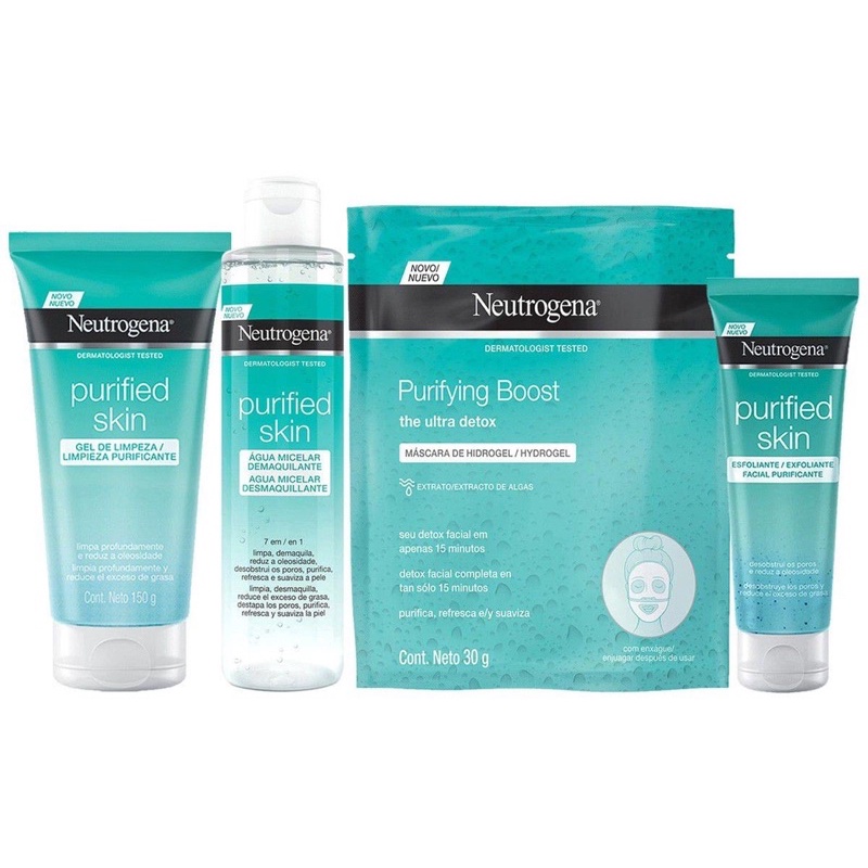 Kit Completo Limpeza De Pele Neutrogena Peles Mistas Oleosas E Acneicas Purified Skin Skincare 