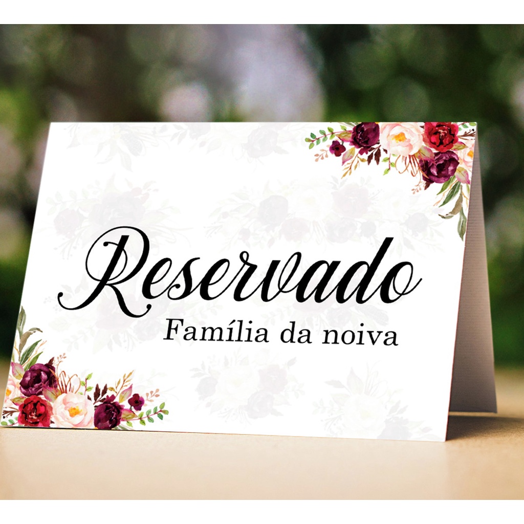 5 Placas de Reservado Floral - Pronto para Utilizar | Shopee Brasil