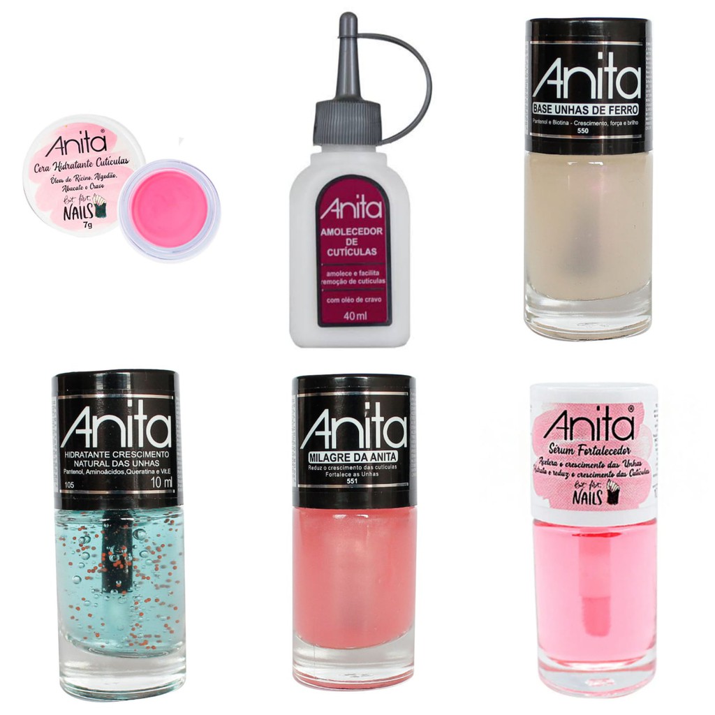 Kit 6 Prod. Tratamento para Unhas Anita. (Cera + Amolecedor de ...