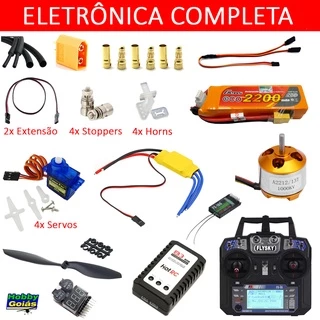 Kit Eletrônica Compl. Aeromodelo 100cm Rádio FlySky Fs-i6 + Motor A2212 800g Empuxo + Carregador B3 Telemaster Piper Cessna Ugly Stick Paulistinha Asinha