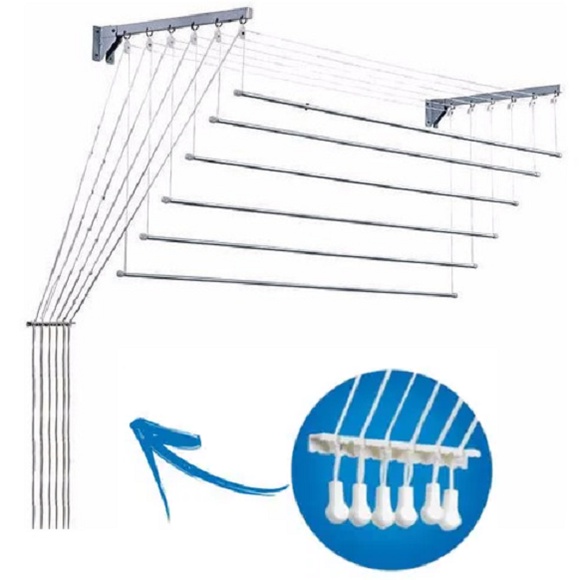 Varal De Teto Ou Parede 6 Varetas Individuais Aluminio 100cm | Shopee ...