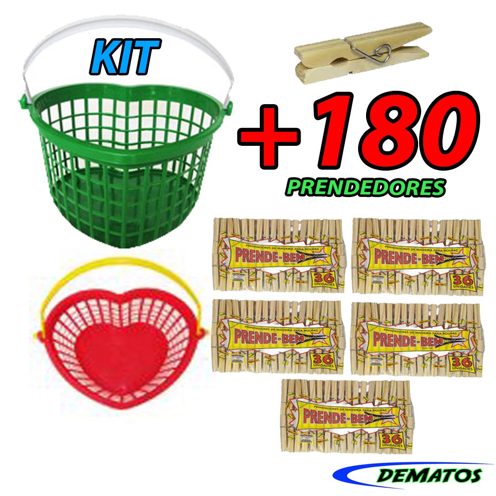 KIT CESTA PRENDEDOR CORACAO SANTEC +12/24/36/72/ Ou180 Prendedores PRENDE - BEM