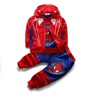 Conjunto Infantil Masculino 1-4 Anos Camiseta Casaco E Calça Estampa Homem-Aranha