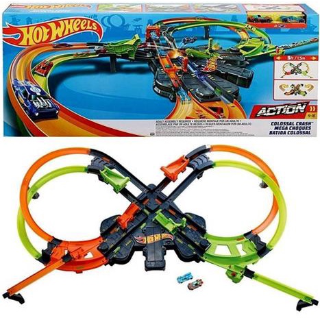 Hot Wheels Conjunto de pistas e carro de brinquedo, pista motorizada d