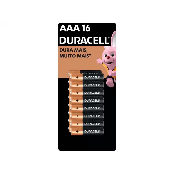 Pilha Alcalina AAA Palito Duracell - 16 Unidades
