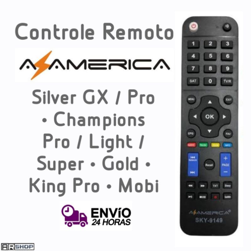 9149/ Controle Remoto Azamerica Silver GX / Pro • Champions Pro / Light