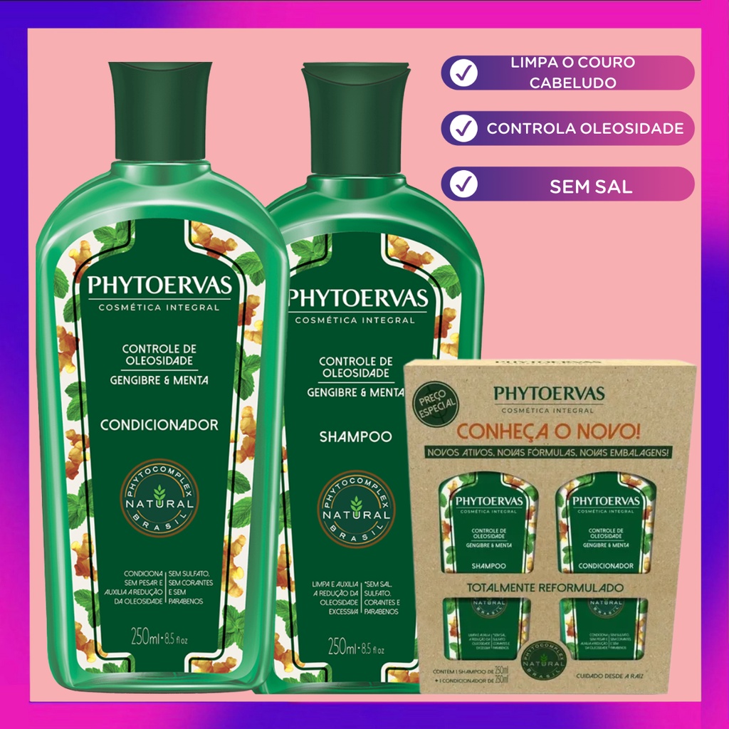 Shampoo PHYTOERVAS de Gengibre Contra Oleosidade 250ml