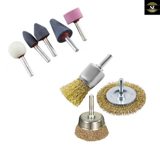 Kit 3 Escovas de Aço + 5 Pontas Montadas P/ Parafusadeira - Furadeira Limpeza/ Desbaste / Micro Retífica