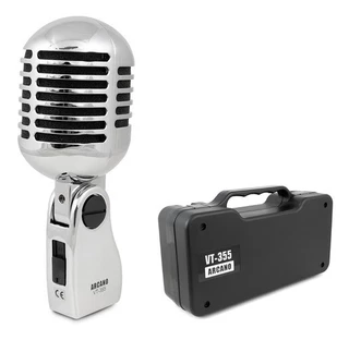 Microfone dinâmico vintage Arcano VT-355 retro c/ maleta
