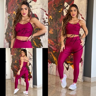 Conjunto Academia Top + Calça Legging Fitness New Zig 3D Alta Qualidade Proteção UV