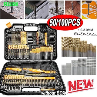 (FEL) 100/50 Pçs Conjunto De Ferramentas HSS Titânio Revestido Aço De Alta Velocidade