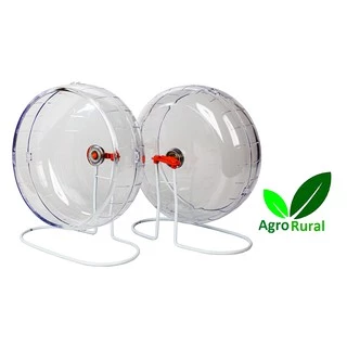 Brinquedo Roda de Exercícios Acrílica Prime Transparente Grande 18cm C/ Pedestal P/ Roedores