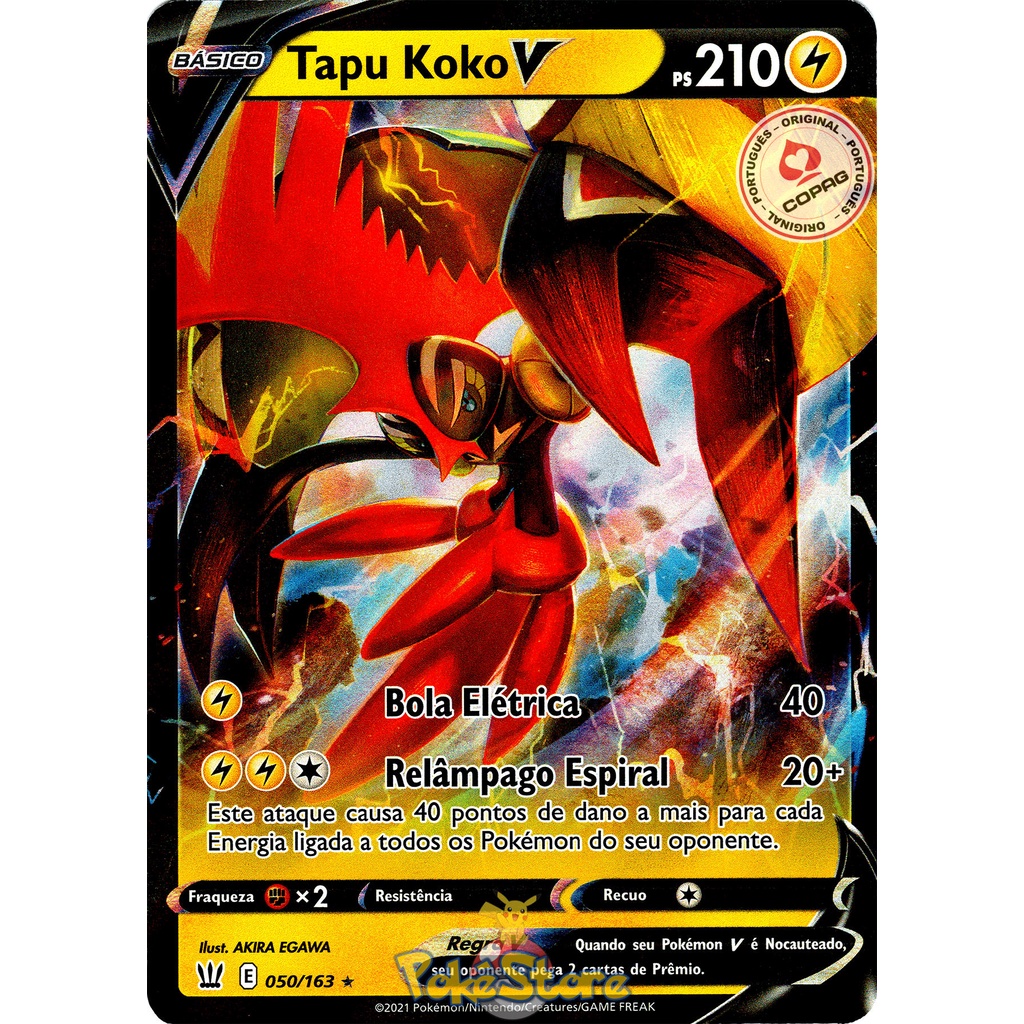 Carta pokemon Tapu Koko Vmax Full Art 051/163 Estilos de Batalha