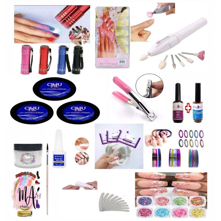 kit iniciante unhas de gel fibra acrygel completo | Shopee Brasil