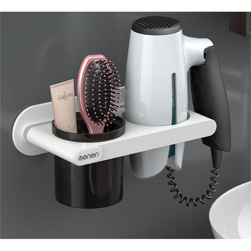 ZJchao Suporte para secador de cabelo, montado na parede, economize espaço,  secador de cabelo, organizador de armazenamento autoadesivo, organizador