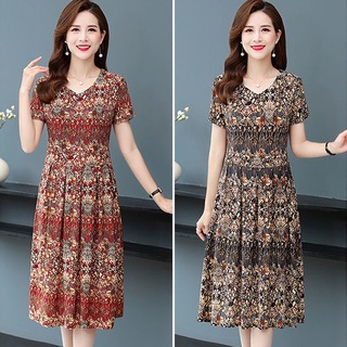 [Vestido De Verão Vestidos De Alta Qualidade Com Pescoço Em V De Manga Curta Nova Chegada Tendência Elegante Floral Feminino