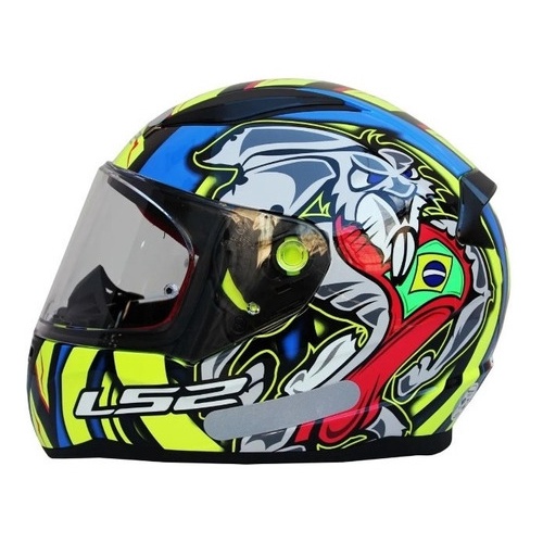 Capacete moto Alex Barros Azul Amarelo ff 353 Ls2 fechado masculino  feminino