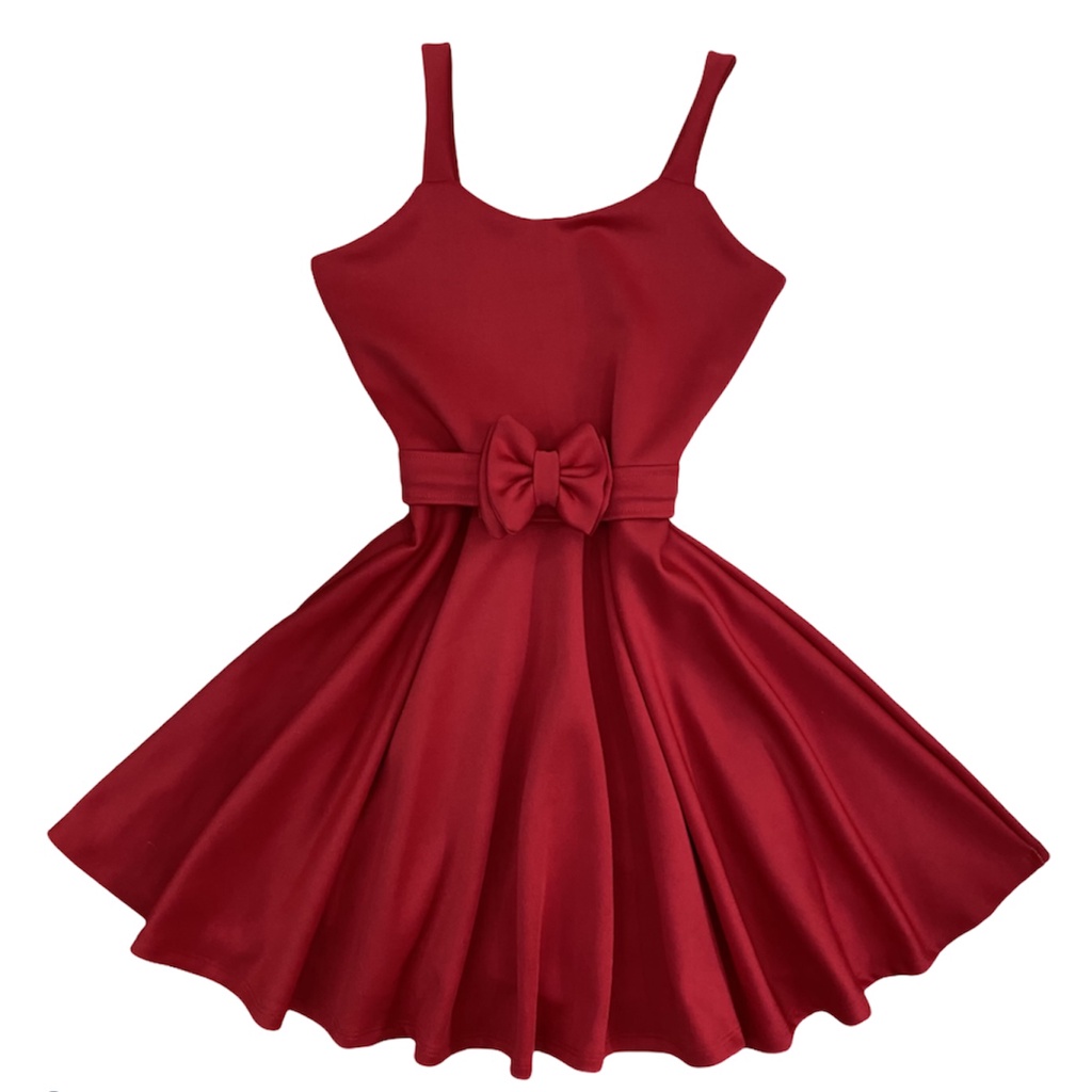 Vestido longo princesa Casual Rodado Alcinha vermelho - Bella Donna