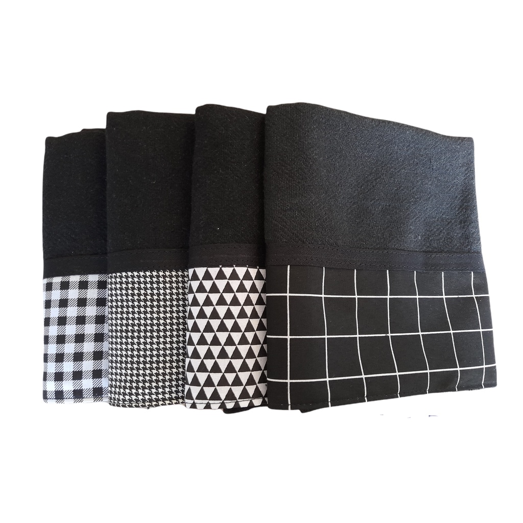 kit de pano de prato preto minimalistas 4 unidades modernos.
