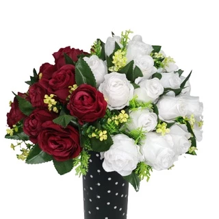 Buquê de Rosas Flores e Plantas Artificiais Jardinagem Decorativa - CR3508