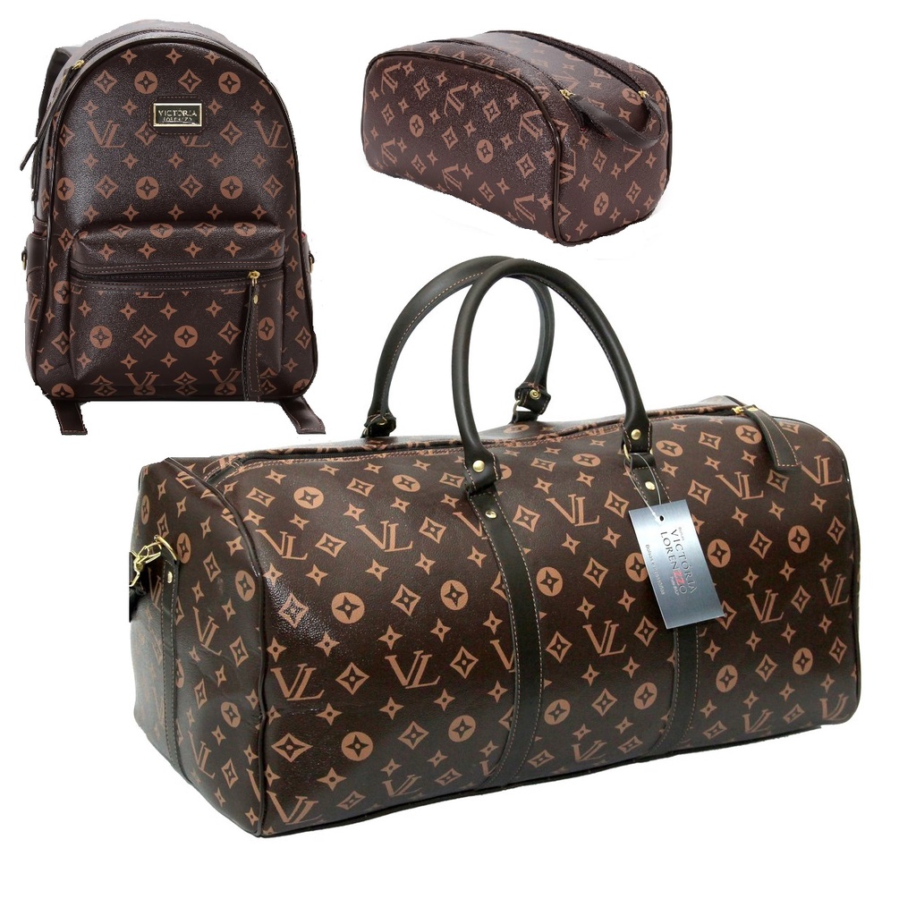 Kit Mochila + Mala + Necessaire LETRA Feminina Masculina Viagem e Casual
