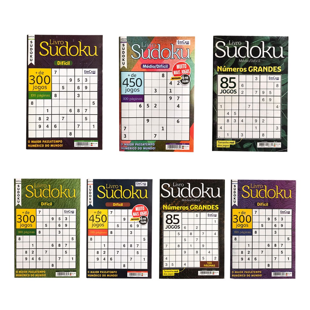 Sudoku Grades de Vários Tamanhos - Fácil ao Extremo - Volume 36 - 282 Jogos