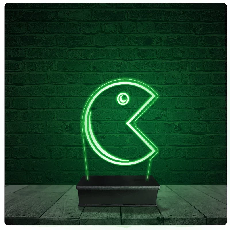 Luminária Abajur Acrílico Led - Pac-Man Jogo Fliperama