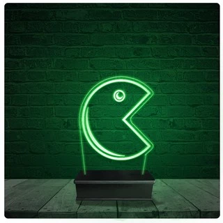 Luminária Abajur Acrílico Led - Pac-Man Jogo Fliperama