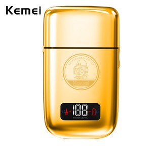 Kemei Pro Folha De Titânio Barbeador Cabeça Careca Corte De Barbeiro 0mm Sem Fio Todo O Corpo De Metal Navalha Elétrica Recarregável