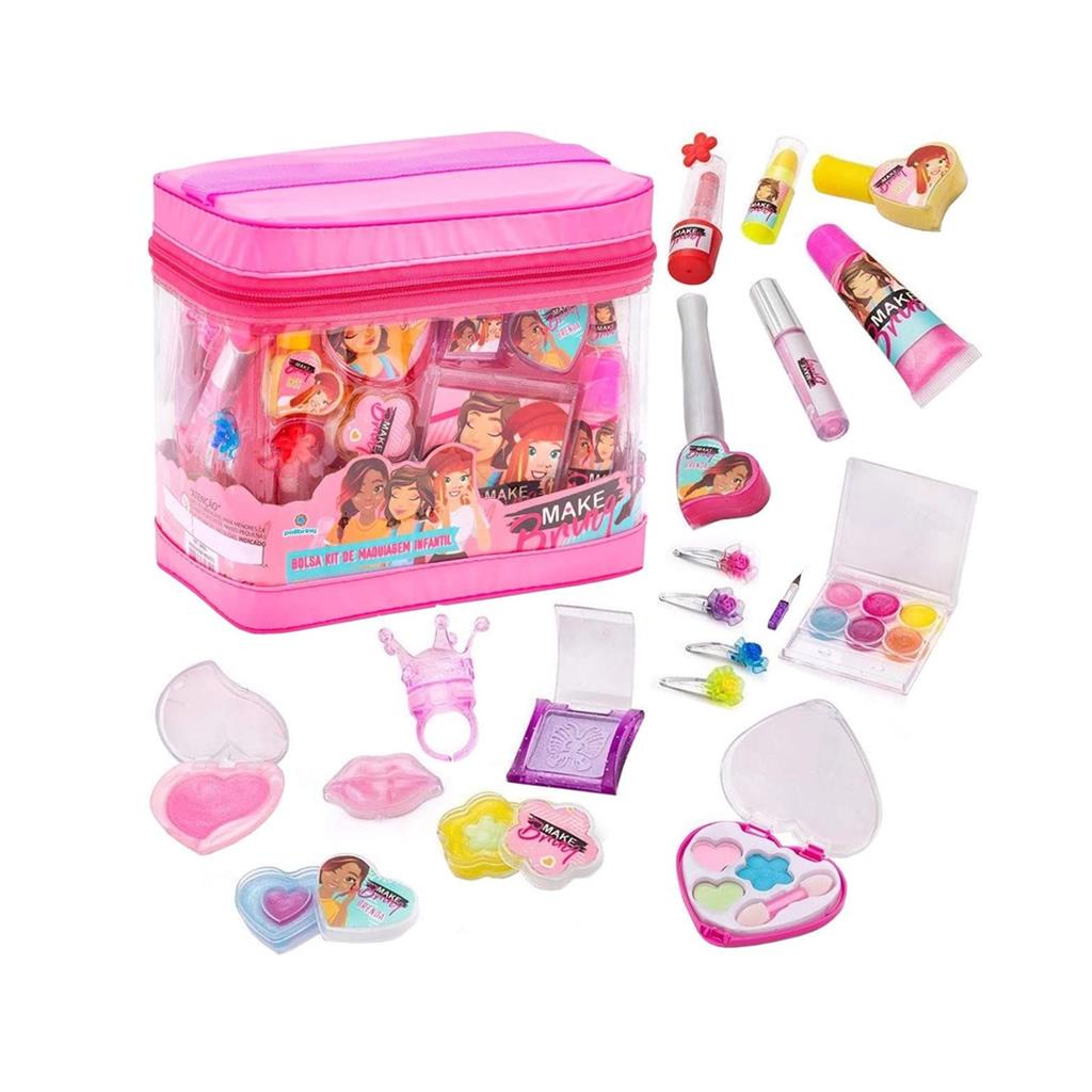 Mala Kit Maquiagem Infantil Barbie Batom Sombra Esmalte