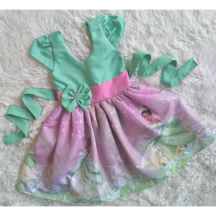 Vestido Infantil Princesa Tiana e o Sapo no Bosque