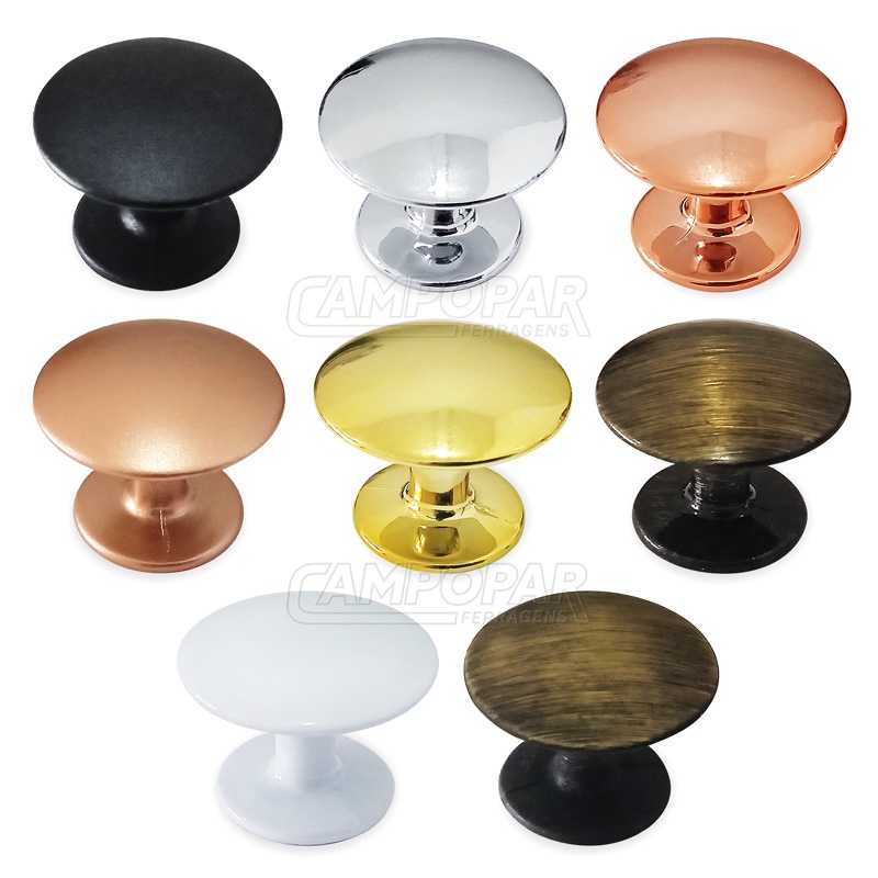 Puxador Para Gaveta e Armário Colonial Antigo Redondo Vintage, Dourado, Preto, Rosé, Diversas Cores