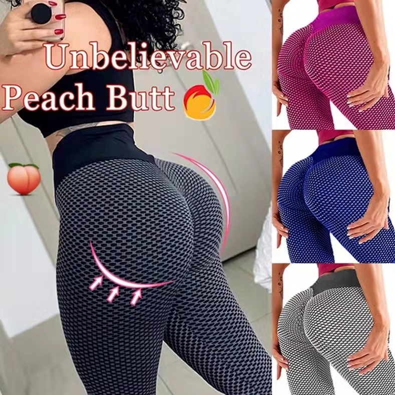 Leggings De Ginástica Sem Costura Com Elástico Alto Elástico Bumbum Push Up  Controle De Barriga