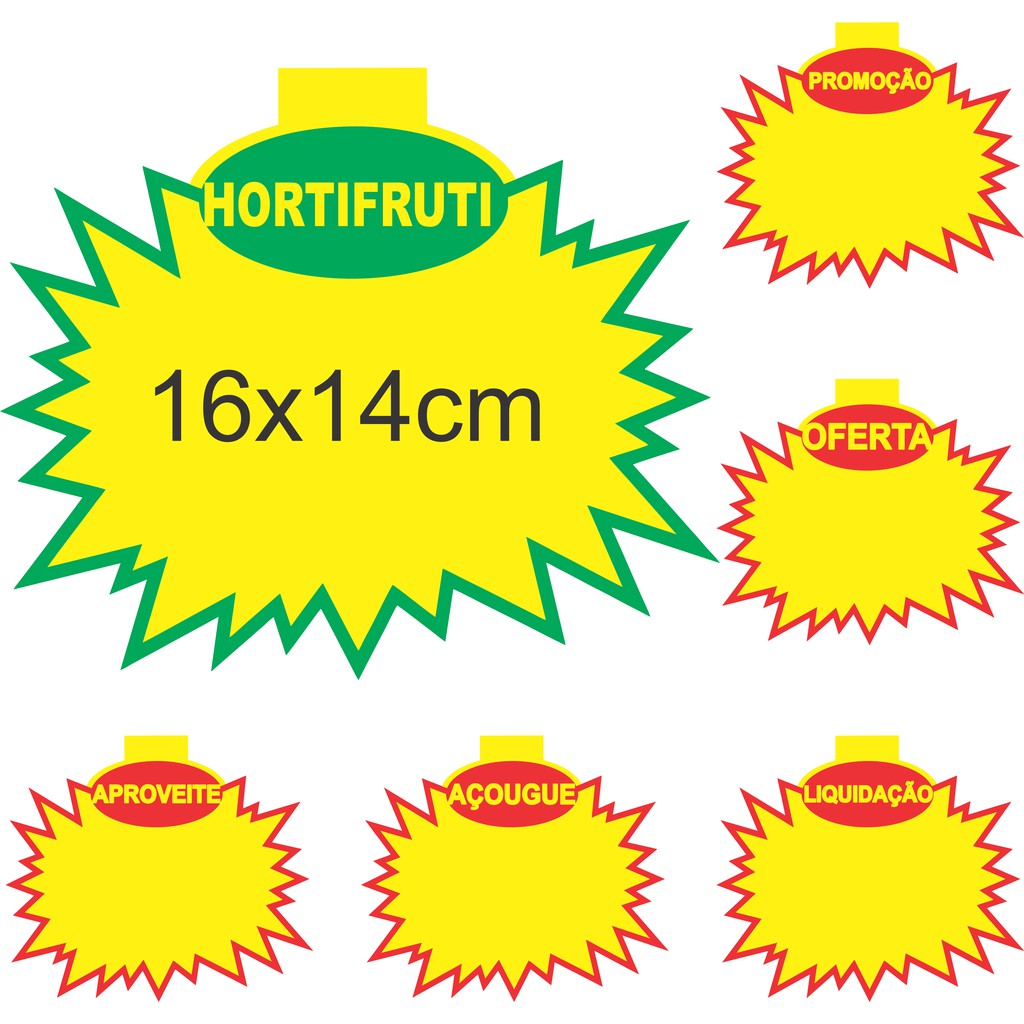 Cartaz Splash Oferta e Promoção - 16x14cm / 100Unidades.