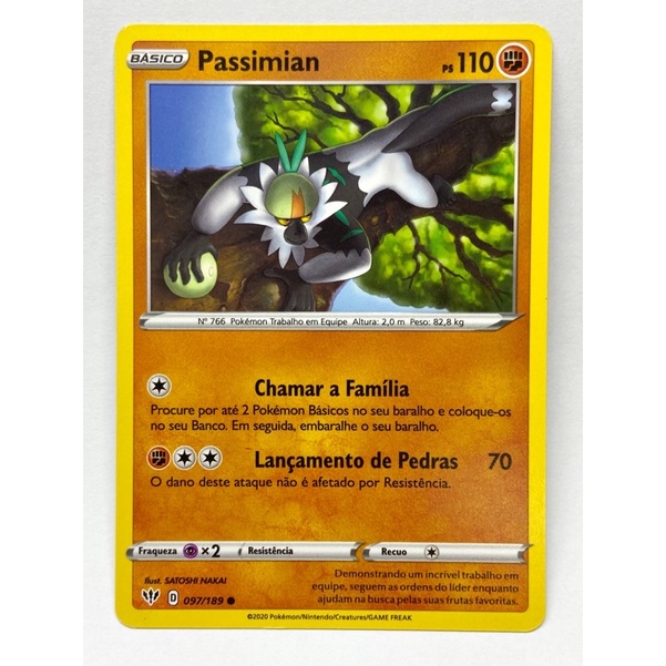 Carta 097/189 Pokémon Original Copag Card Passimian | Shopee Brasil