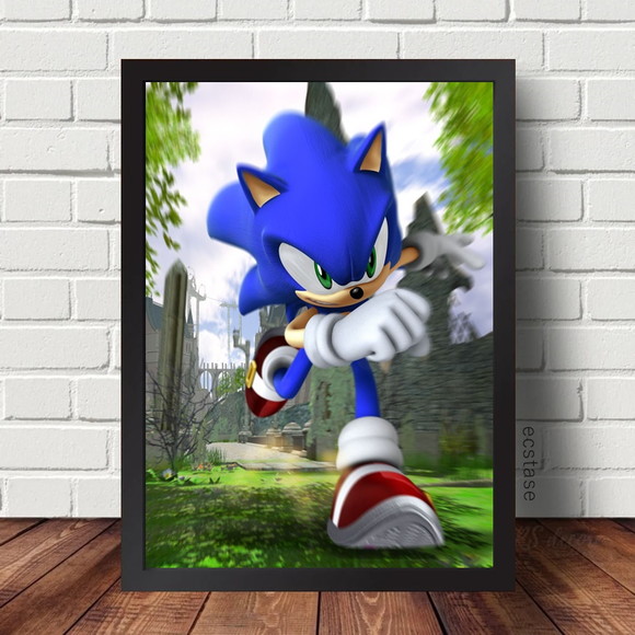 Quadro Poster Decorativo C\moldura Do Game Sonic em Promoção na Americanas