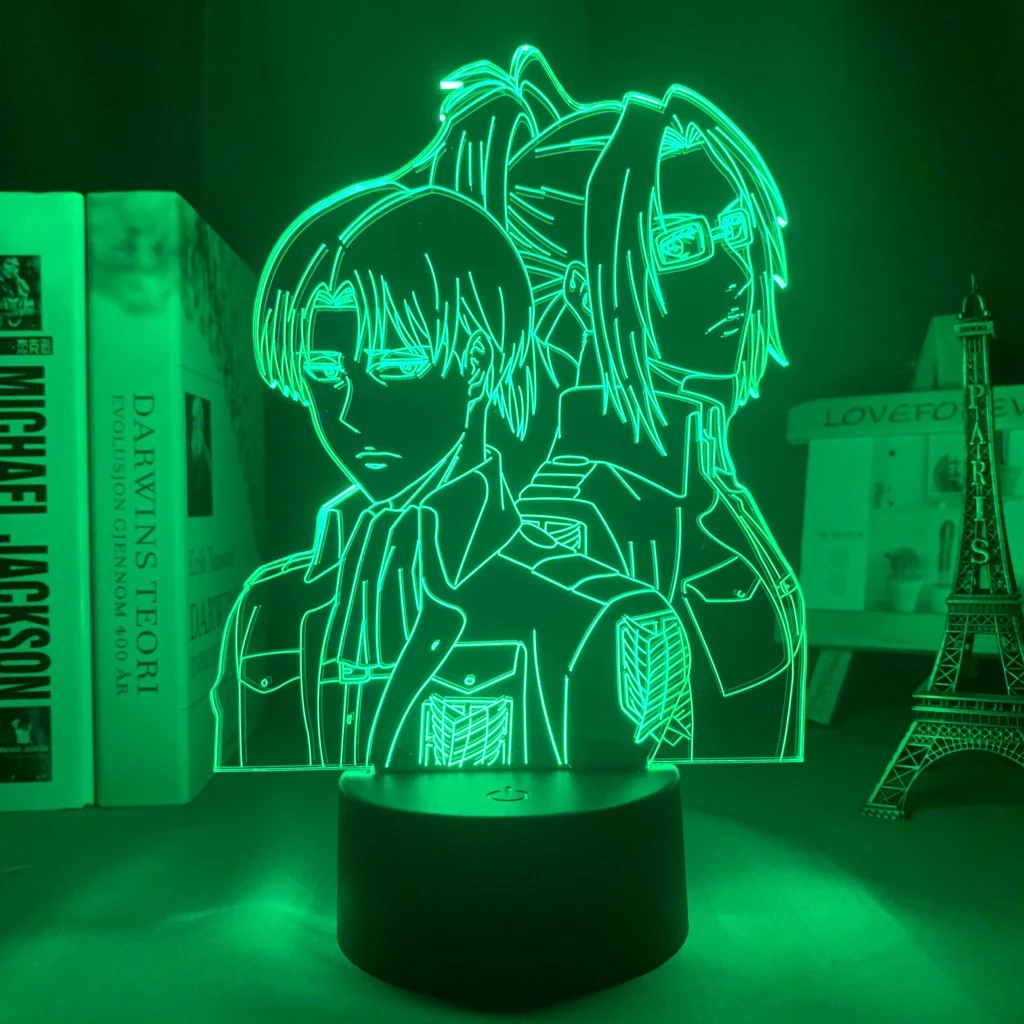 Anime Attack on Titan Levi Ackerman Lâmpada Led Noturna Jagermeister