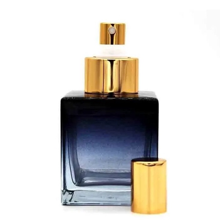 Frasco Spray Vidro Preto Azulado 100ML Para Porta Perfume + Válvula Dourada