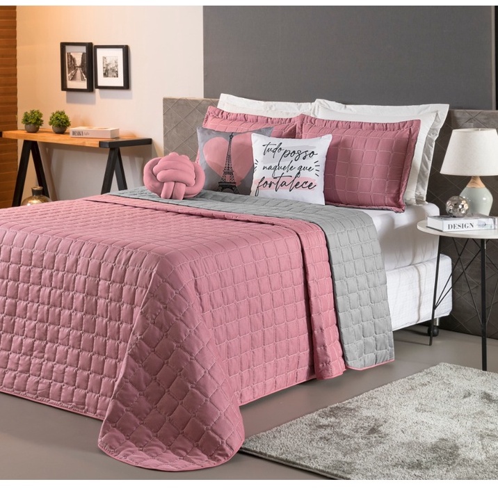 Cobre Leito Queen Dupla Face Decoralli 8 Peças