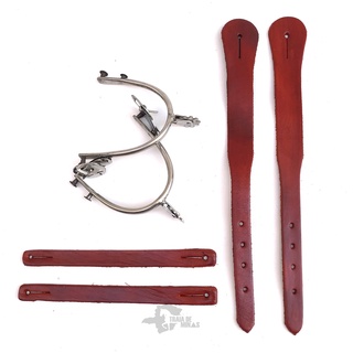 Kit espora batida de INOX roseta sem pontas + correias simples de couro legitimo produtos ideais para cavalgadas montarias e outros super resistente oferta