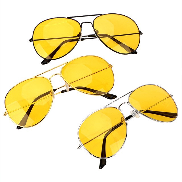 Óculos De Sol Masculino Visão Noturna Com Lentes Amarelas