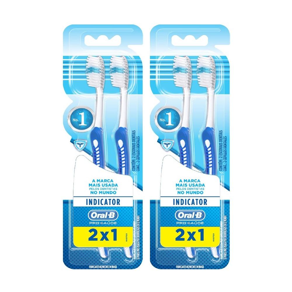 Kit Escova Dental Oral-B Indicator Plus 40 Com 4 Unidades | Shopee Brasil