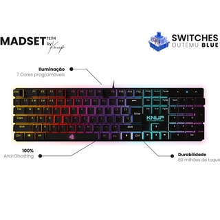 Teclado Gamer Mecânico Usb Blue Português Rgb Knup