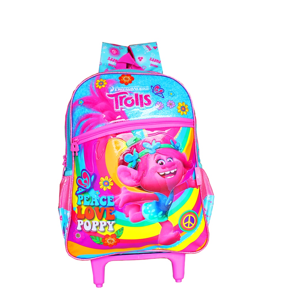 Mochila Rodinhas Infantil Escolar Trolls Clio Poppy TR2238k Azul