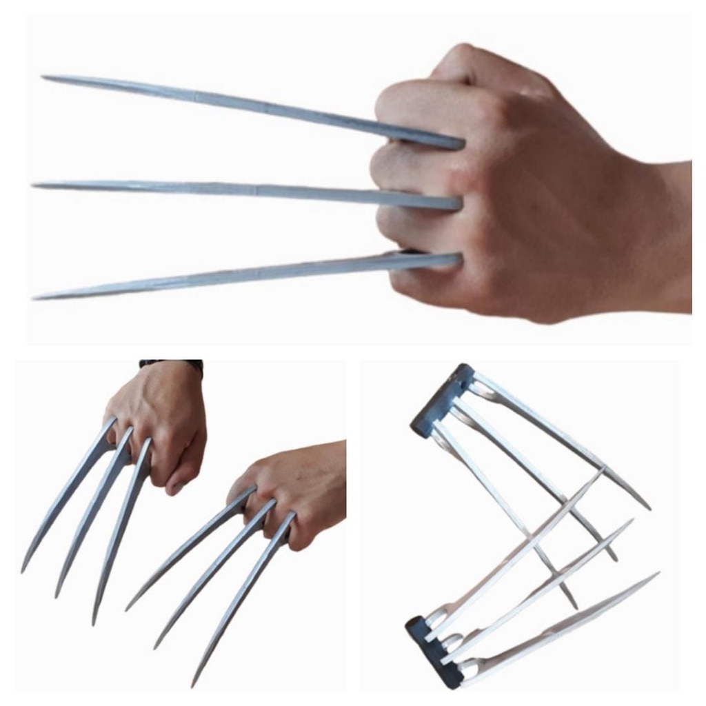 Garras Wolverine Adulto Rígida Abs Cromado Cosplay Fantasia Xmen