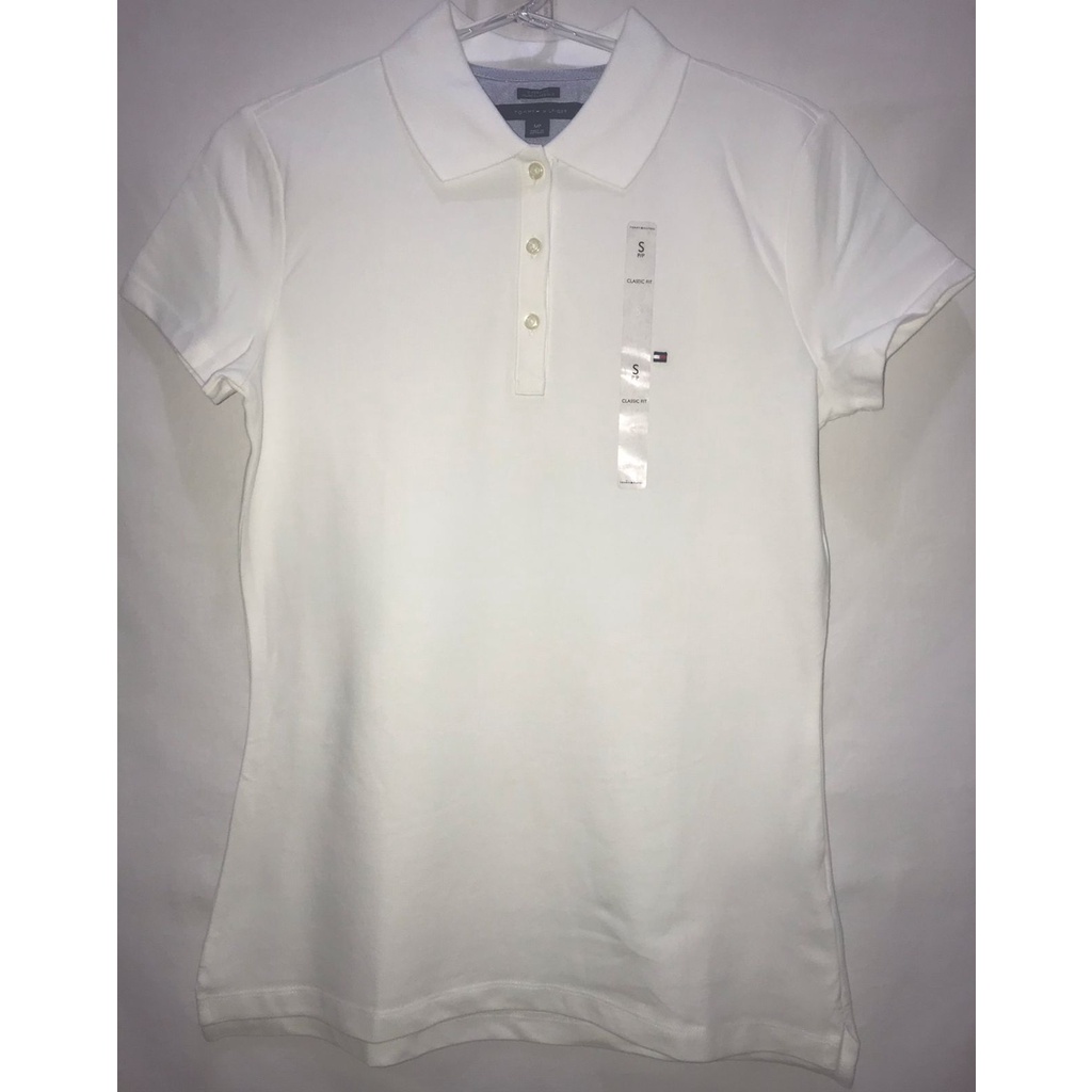 Camiseta Tommy Hilfiger Gola Polo - Feminina - Cor Branca - Tamanho P e ...