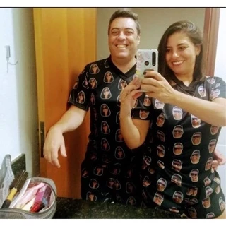 1 Pijama Masculino OU Feminino Personalizado com Foto em Oferta na Shopee