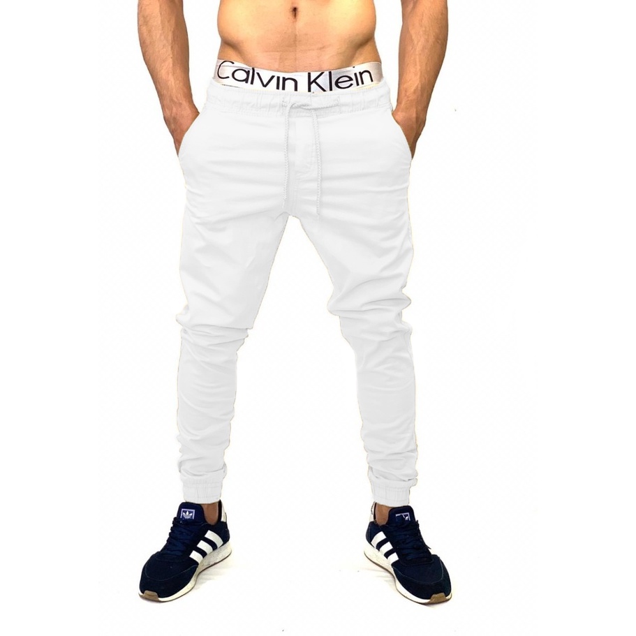 Calças jogger slim fit com cordão - Homem