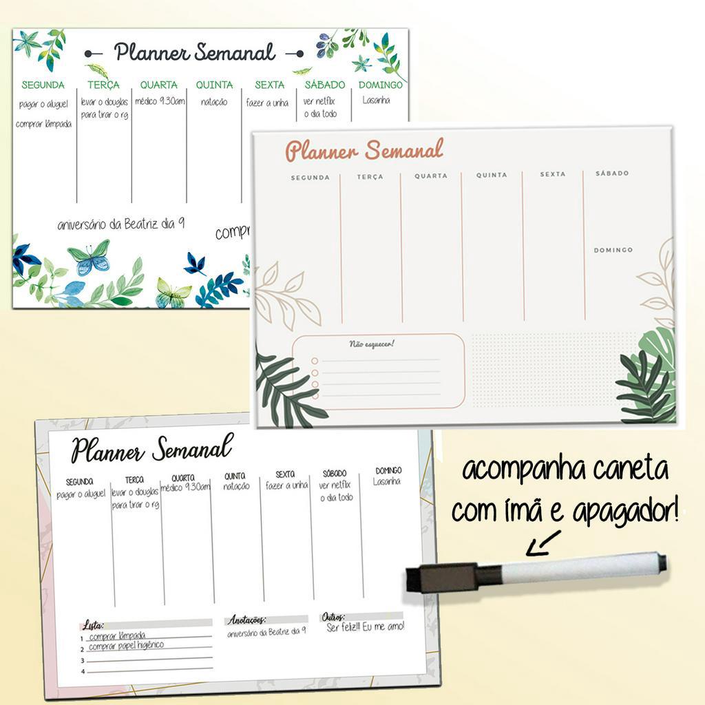 Planner para Geladeira Recados Imantado c/ caneta ímã 21x30cm
