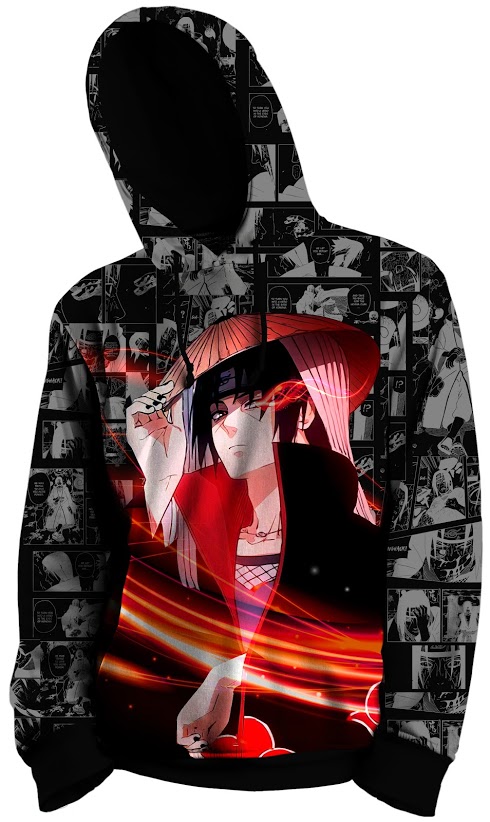 Moletom Full Print 3D Fechado Naruto Rosto Tsm Unissex Blusa De Frio - -  Preto